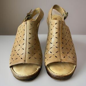 BORN Diamond Women's Sandals Size 8M Leather Sling Brown Open Toe Heel Shoes